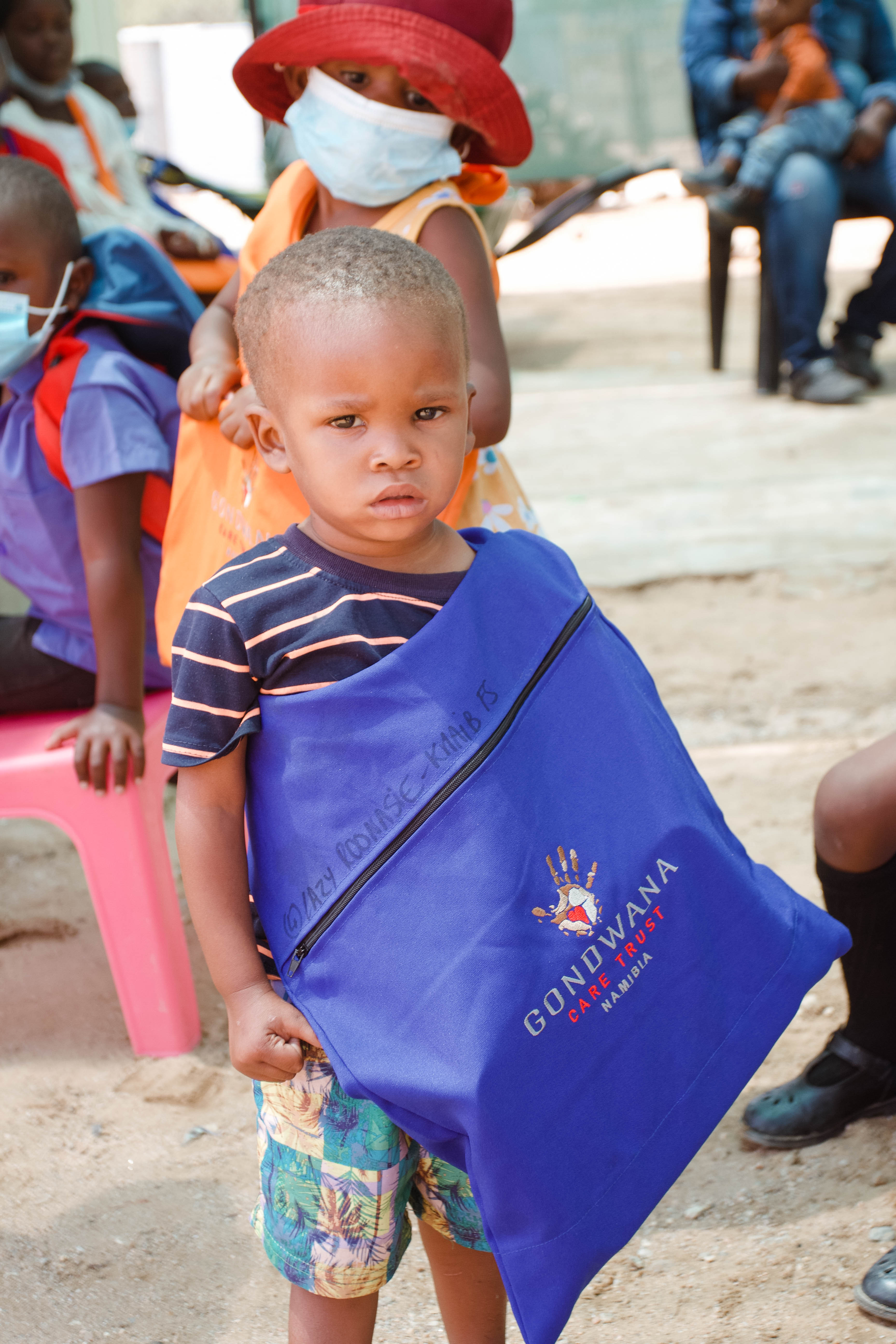 Young boy with his Christmas Bag