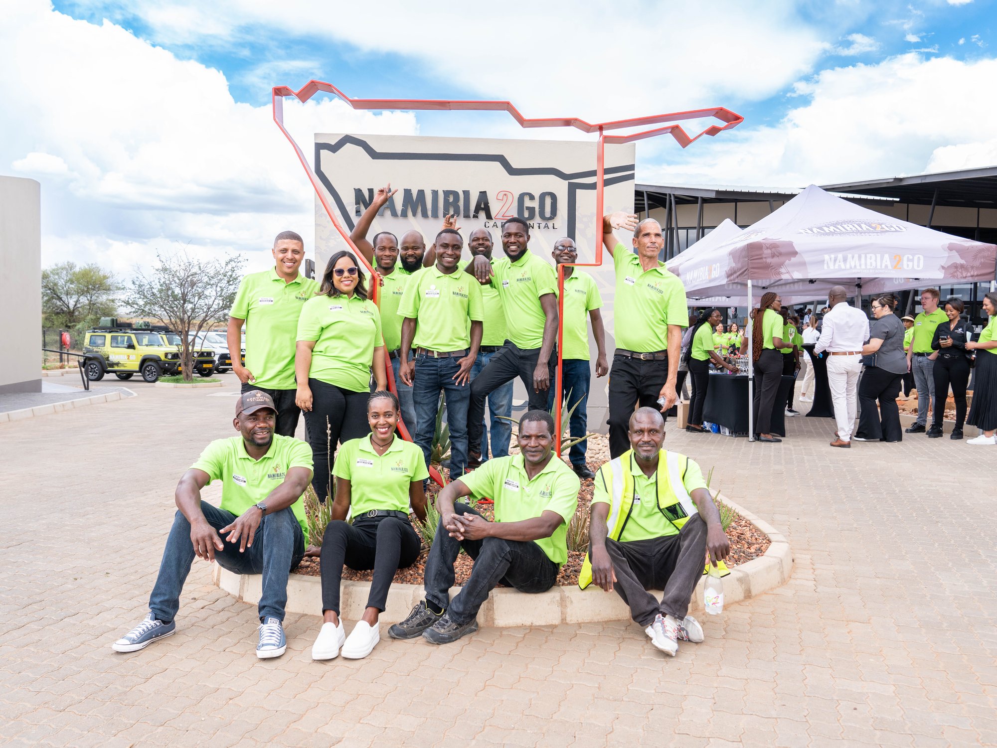 Namibia2Go Team, entrance of car rental at Windhoek Airport, Namibia