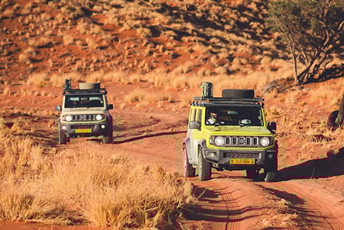 Two Suzuki Jimny rental cars in Namibia