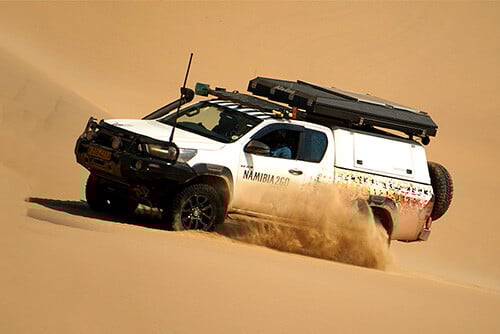 Rental car Expedition Hilux in sand, Namibia