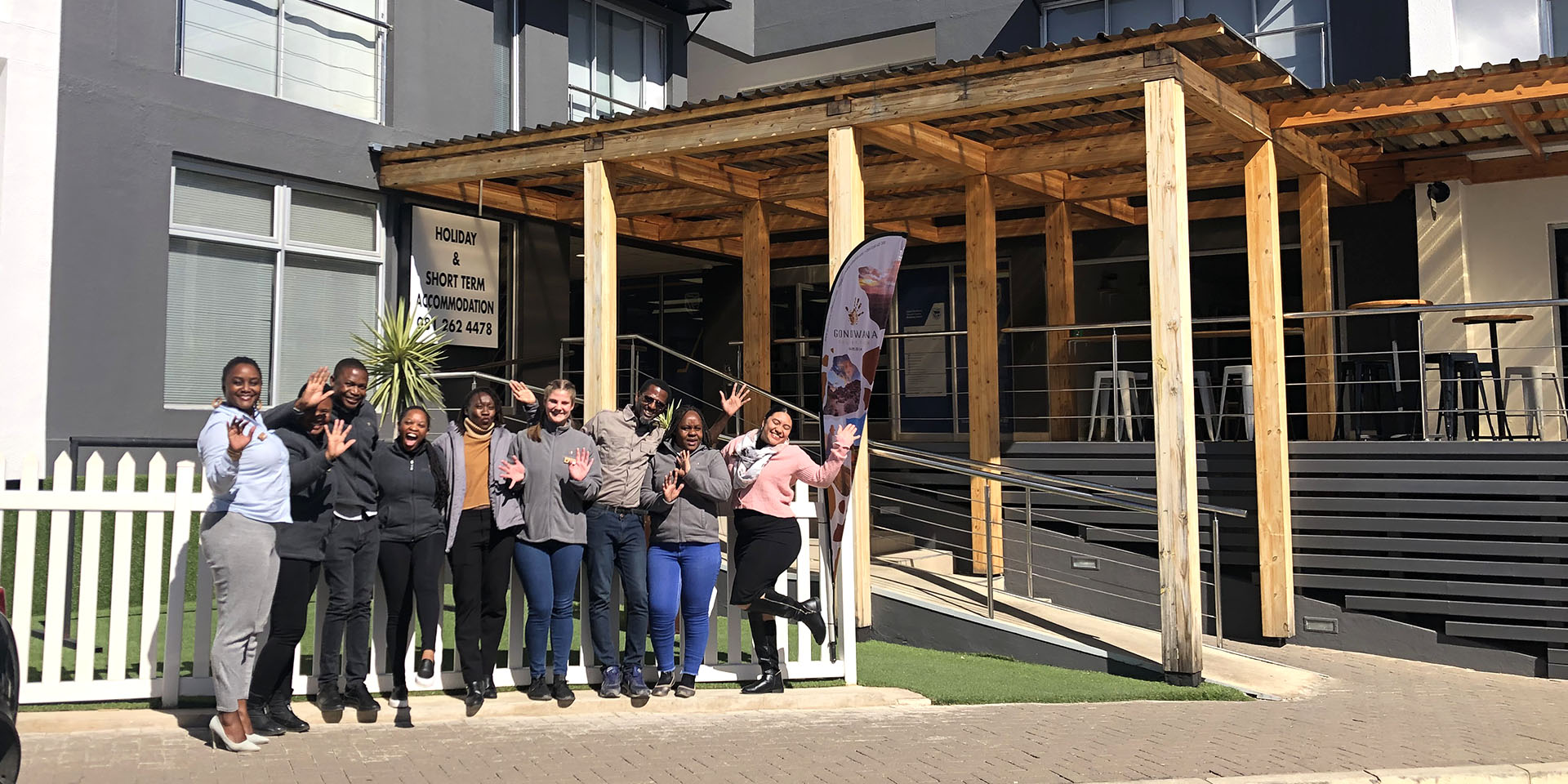 Gondwana Booking & Gondwana Card team in front of new office, Namibia