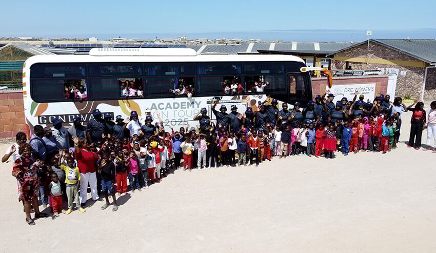 Gondwana Academy Tour bus, group of people, Namibia