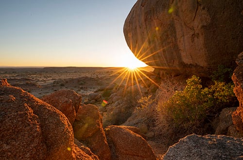 Rock formations in Namibia at sunset