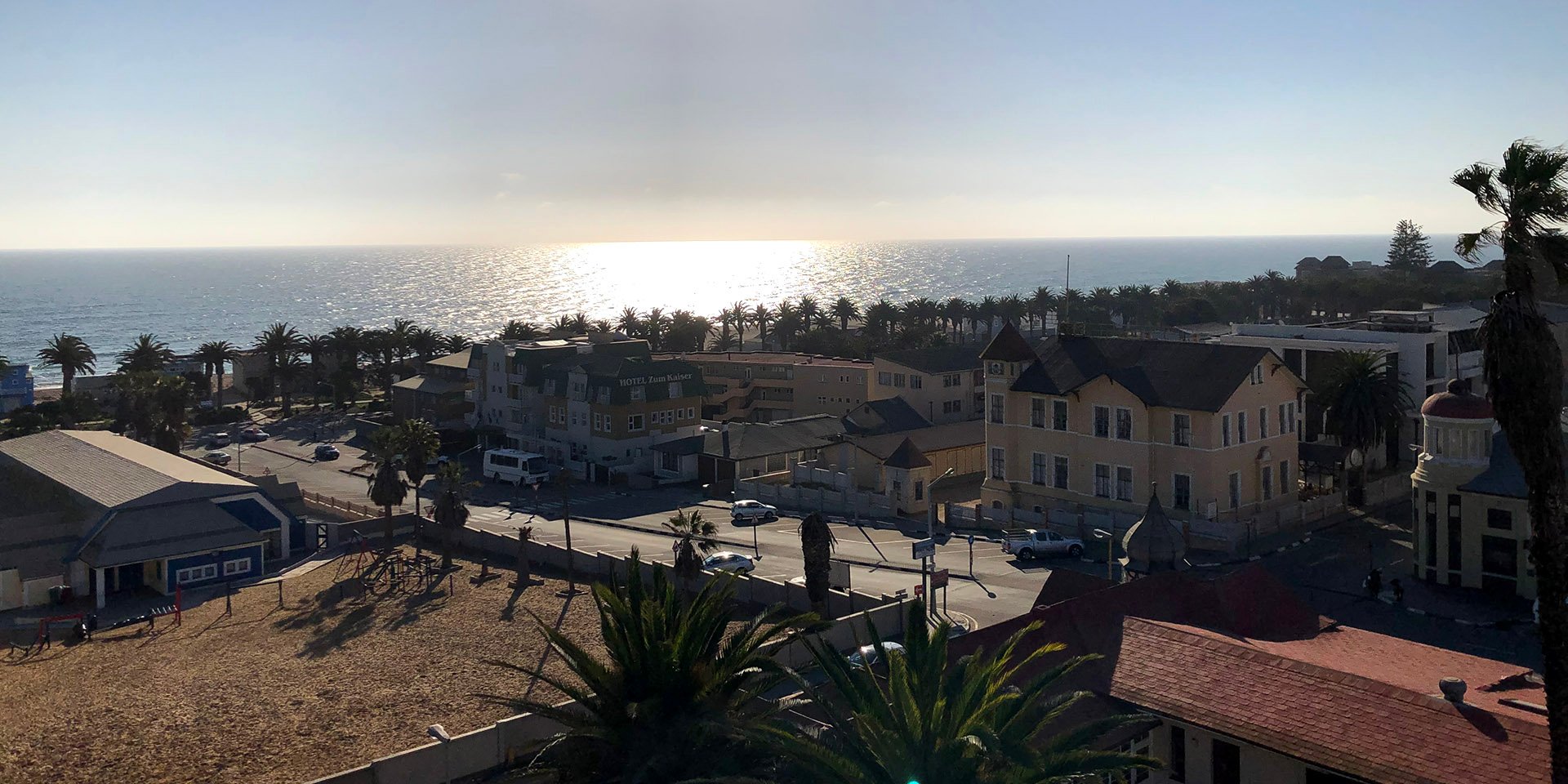 View over Swakopmund at sunset