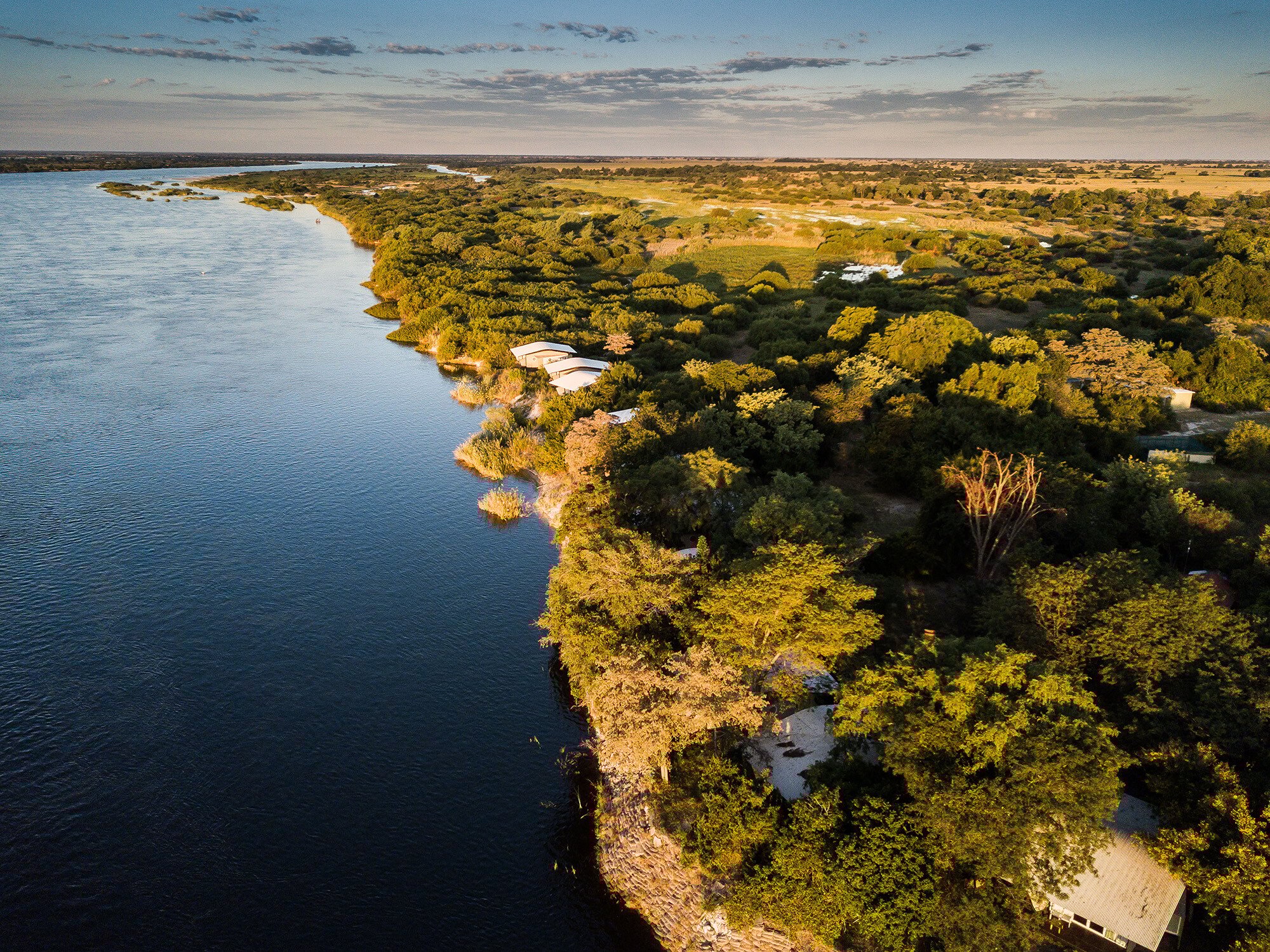 Bird's-eye view of the Zambezi Mubala Lodge, Namibia. 